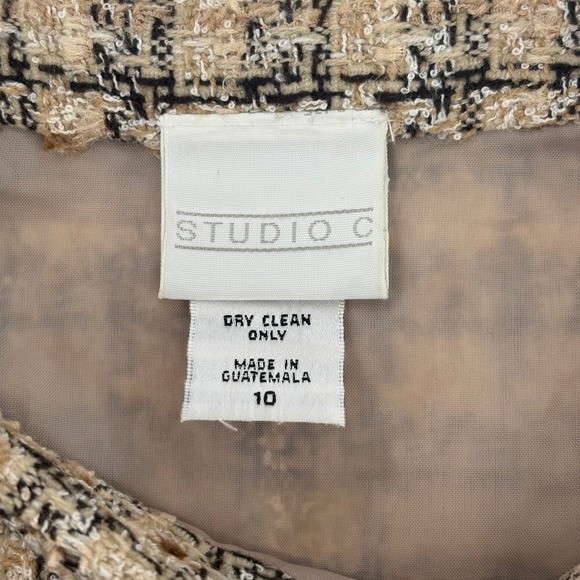 Studio C Women's Size 10 Plaid Tweed Knee Length Skirt Tan Brown‎ Black - Picture 6 of 7